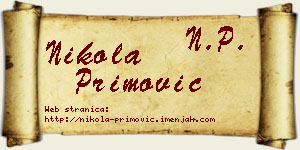 Nikola Primović vizit kartica